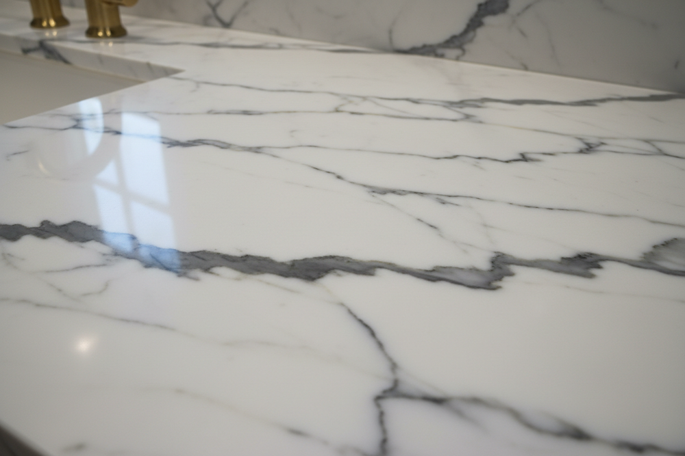 Calacatta marble countertop detail