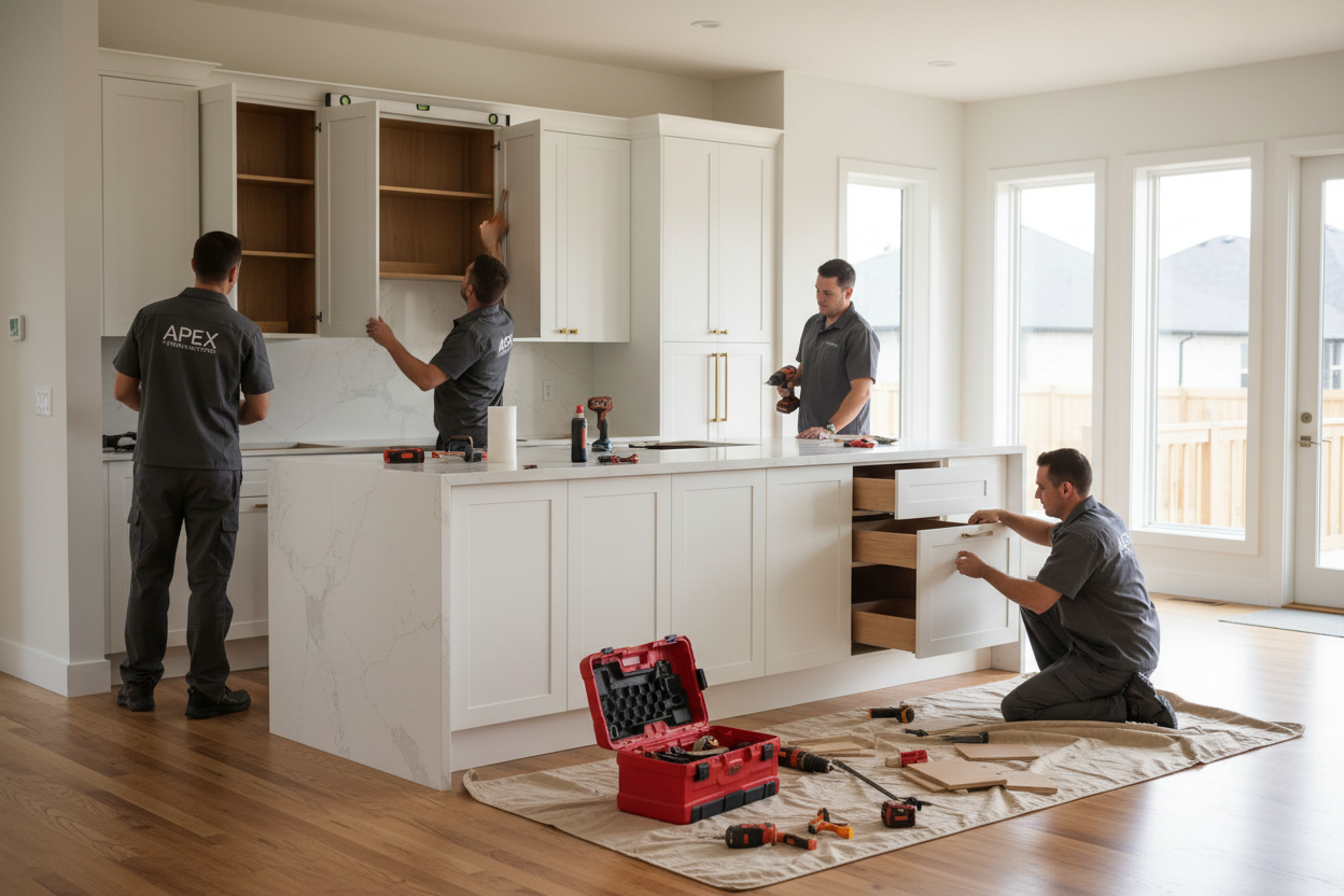 Licensed and insured contractors ensure your cabinets are installed perfectly, on time, and backed by warranty.
